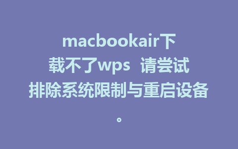 macbookair下载不了wps  请尝试排除系统限制与重启设备。