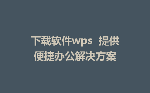 下载软件wps  提供便捷办公解决方案