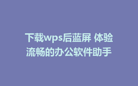 下载wps后蓝屏 体验流畅的办公软件助手