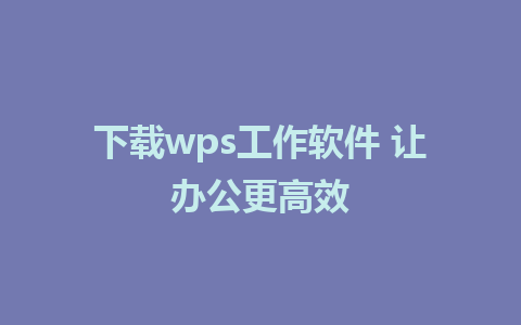 下载wps工作软件 让办公更高效