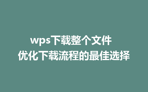 wps下载整个文件  优化下载流程的最佳选择