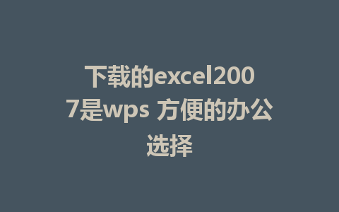 下载的excel2007是wps 方便的办公选择