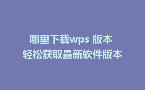 哪里下载wps 版本 轻松获取最新软件版本