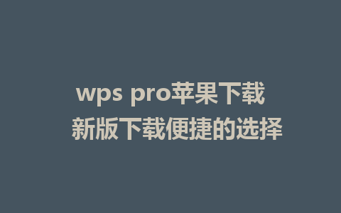 wps pro苹果下载  新版下载便捷的选择