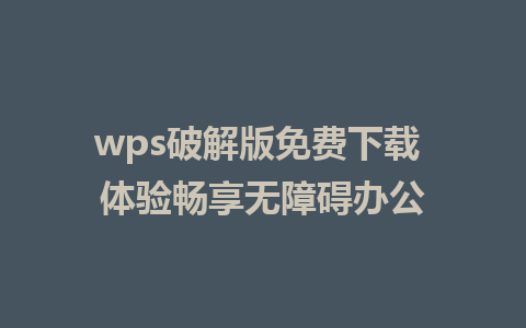 wps破解版免费下载 体验畅享无障碍办公