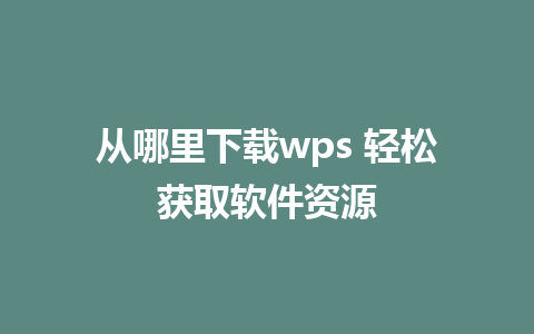 从哪里下载wps 轻松获取软件资源