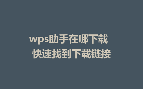 wps助手在哪下载  快速找到下载链接