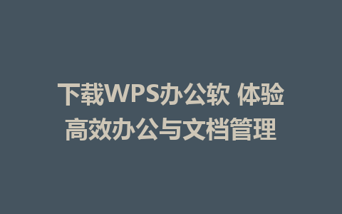 下载WPS办公软 体验高效办公与文档管理