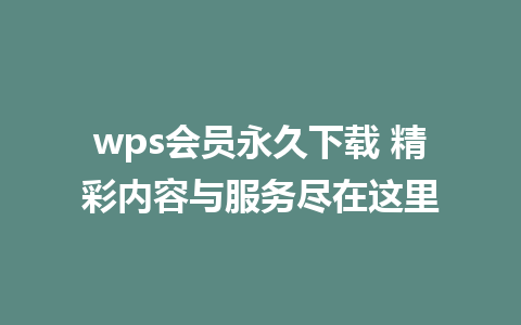 wps会员永久下载 精彩内容与服务尽在这里