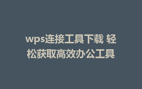 wps连接工具下载 轻松获取高效办公工具