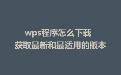 wps程序怎么下载  获取最新和最适用的版本