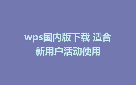 wps国内版下载 适合新用户活动使用