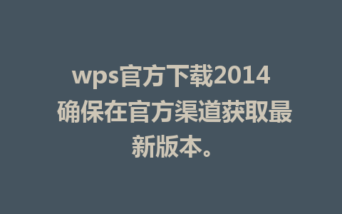 wps官方下载2014 确保在官方渠道获取最新版本。