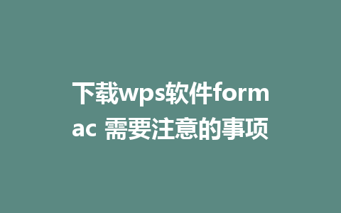 下载wps软件formac 需要注意的事项