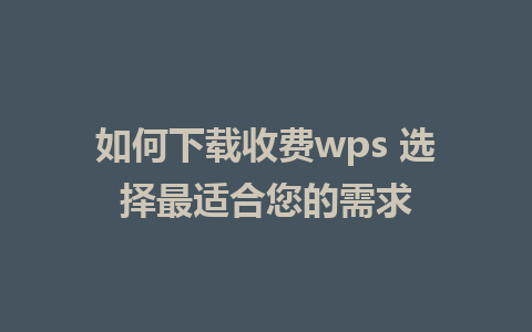 如何下载收费wps 选择最适合您的需求