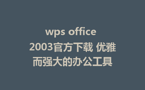 wps office 2003官方下载 优雅而强大的办公工具