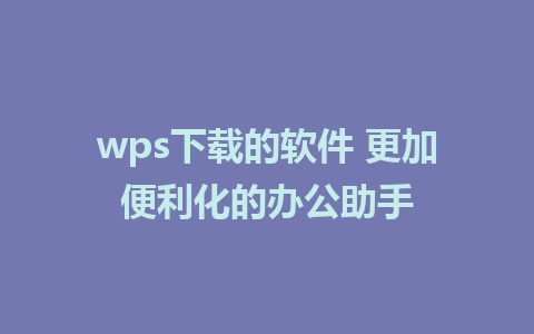 wps下载的软件 更加便利化的办公助手