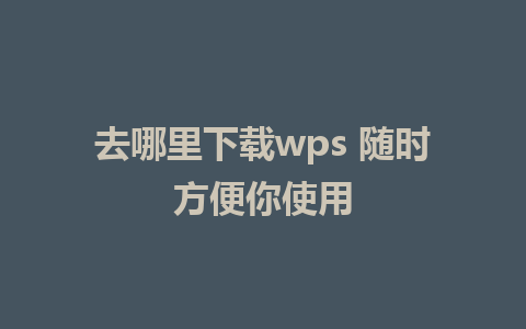 去哪里下载wps 随时方便你使用   