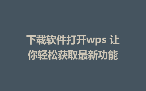 下载软件打开wps 让你轻松获取最新功能