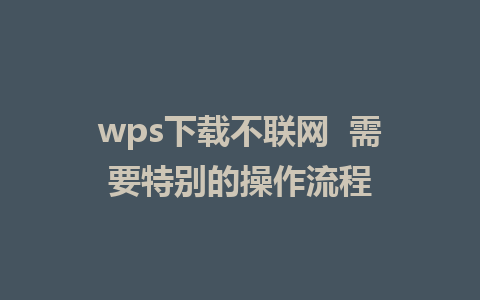 wps下载不联网  需要特别的操作流程