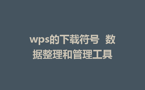 wps的下载符号  数据整理和管理工具