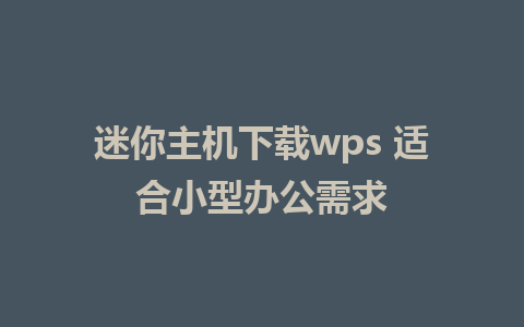 迷你主机下载wps 适合小型办公需求