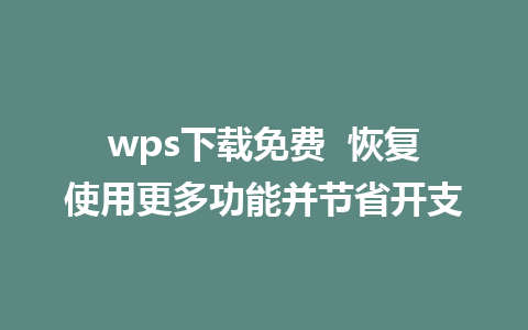 wps下载免费  恢复使用更多功能并节省开支