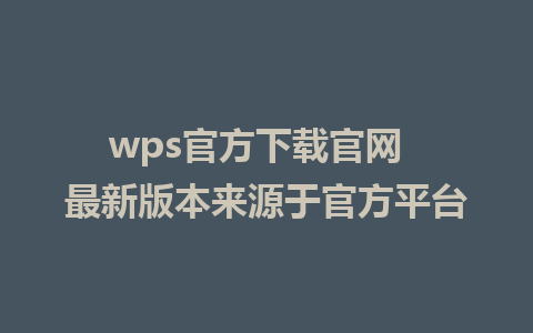 wps官方下载官网  最新版本来源于官方平台