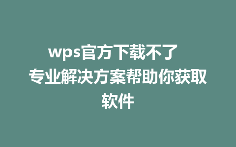 wps官方下载不了  专业解决方案帮助你获取软件