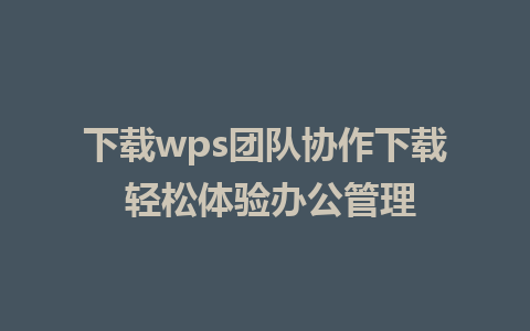 下载wps团队协作下载 轻松体验办公管理