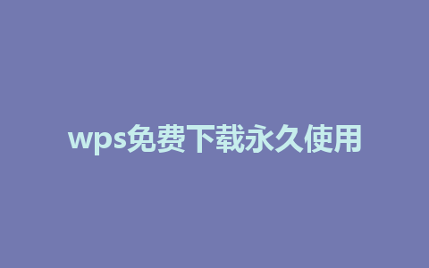 wps免费下载永久使用 