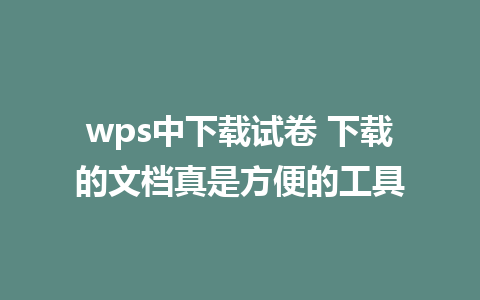 wps中下载试卷 下载的文档真是方便的工具