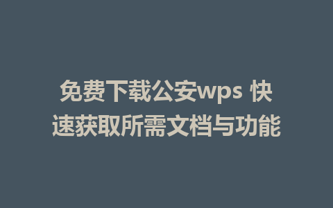 免费下载公安wps 快速获取所需文档与功能