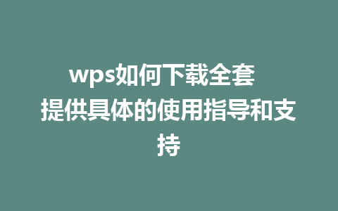 wps如何下载全套  提供具体的使用指导和支持