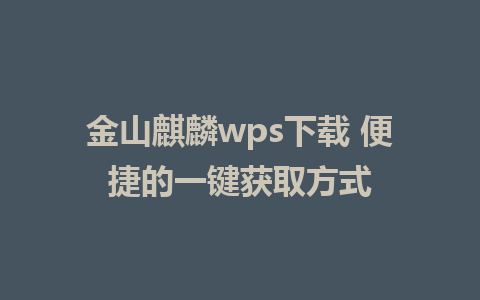 金山麒麟wps下载 便捷的一键获取方式