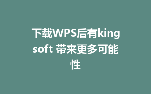 下载WPS后有kingsoft 带来更多可能性