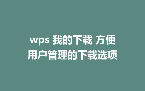 wps 我的下载 方便用户管理的下载选项