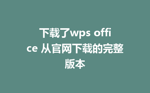 下载了wps office 从官网下载的完整版本