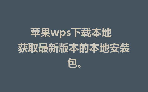 苹果wps下载本地  获取最新版本的本地安装包。