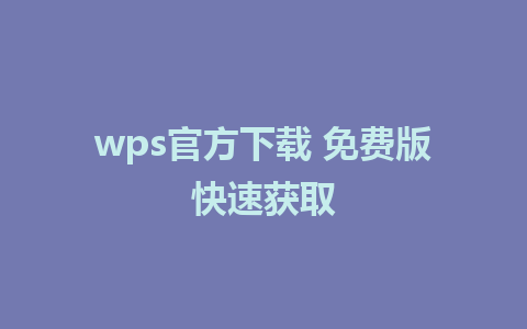 wps官方下载 免费版快速获取 