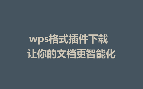 wps格式插件下载  让你的文档更智能化