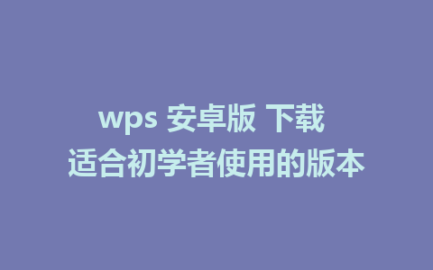 wps 安卓版 下载 适合初学者使用的版本