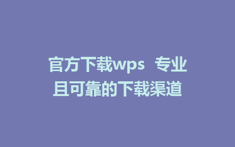 官方下载wps  专业且可靠的下载渠道