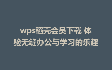 wps稻壳会员下载 体验无缝办公与学习的乐趣