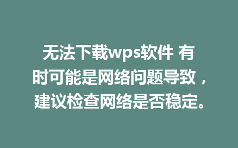 无法下载wps软件 有时可能是网络问题导致，建议检查网络是否稳定。