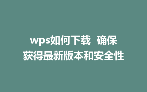 wps如何下载  确保获得最新版本和安全性