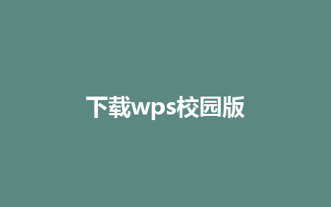 下载wps校园版