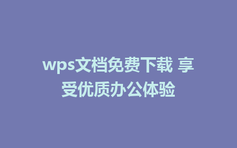 wps文档免费下载 享受优质办公体验