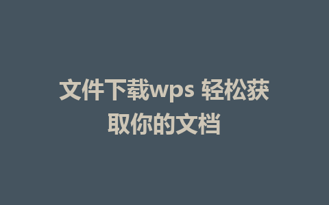 文件下载wps 轻松获取你的文档