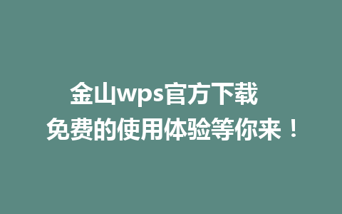 金山wps官方下载  免费的使用体验等你来！